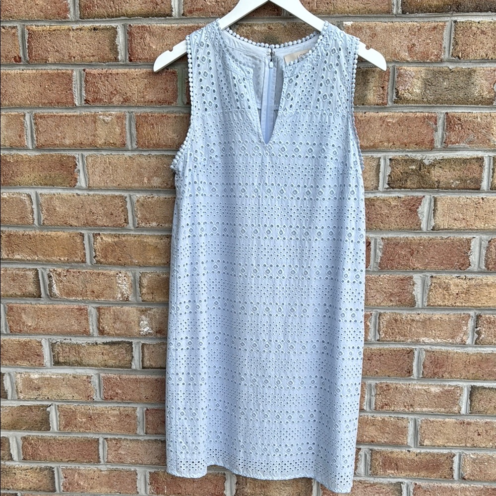 LOFT periwinkle eyelet dress. Size 6 - Picture 3 of 8